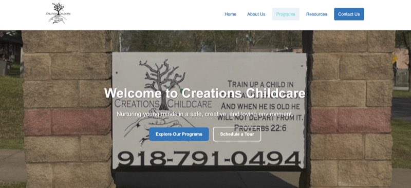 Creations Childcare responsive web design — Oklahoma project by Redeemed Digital